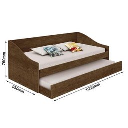 Bicama Solteiro com Auxiliar Sofá Cama Karine Amêndoa - 4