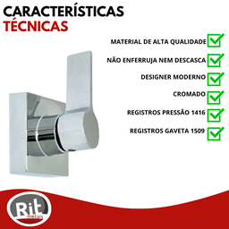 Kit 4 Acabamento Registro Banheiro Chuveiro Cromado C-70:cromado - 6