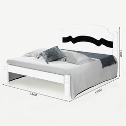 Cama de casal com design alto relevo Iris Branco e preto - 4