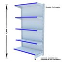 Ver imagem 3 de Gondola Parede 1,96m Amapá Flex Kit 8 Metros Branco Porta Etiqueta Azul - 2219