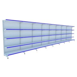 Gondola Parede 1,96m Amapá Flex Kit 8 Metros Branco Porta Etiqueta Azul - 2219 - 1