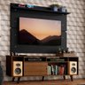 Rack Madesa Cancun com Pés e Painel para TV até 65 Polegadas Rustic/Preto 5ZD8 Cor:Rustic/Preto/Rust - 1