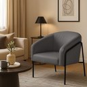Ver imagem 1 de Poltrona Sala Decorativa Stella Base Alta Tubo Preto Sintético D03 - D’Rossi