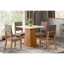 Ver imagem 1 de Conjunto: Mesa Sala Jantar Dora Tampo Madeirado 90cm e 4 Cadeiras Milla Nature/suede Light Marrom