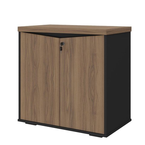 Balcão para Escritório 2 Portas com Chave Pequeno Nogal/preto