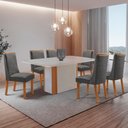 Ver imagem 1 de Mesa de Jantar Isadora 180cm Tampo MDF Vidro Canto Copo com 6 Cadeiras Carolina