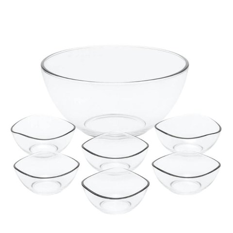 Jogo de Sobremesa 7 Peças Tigelas Bowl Transparente Plástico Crippa