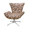 Poltrona Decorativa Giratória Gabi Estampada Marrom/Bege Floral - 1