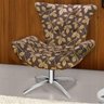 Poltrona Decorativa Giratória Gabi Estampada Marrom/Bege Floral - 2