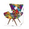 Poltrona Decorativa Pés em Madeira Gabi Estampada Cubismo - 4
