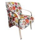 Ver imagem 1 de Poltrona decorativa estampada Grécia Cromado Suede Amassado BNB