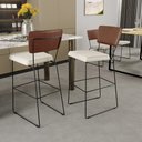 Ver imagem 2 de Kit 03 Banqueta Alta Cozinha Sala Jantar Allana L02 Couríssimo Marrom Linho Champagne - Lyam Decor