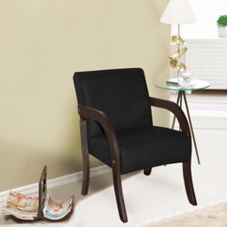 Poltrona decorativa estampada estofada Dubai Corano Preto - 2