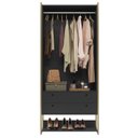Ver imagem 5 de Guarda Roupa Closet Modulado Casal 6 Gavetas 3 Cabideiros Estrutura Metalica 250cm Olivar Preto/Ac