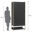 Ver imagem 4 de Guarda Roupa Closet Modulado Casal 6 Gavetas 3 Cabideiros Estrutura Metalica 250cm Olivar Preto/Ac