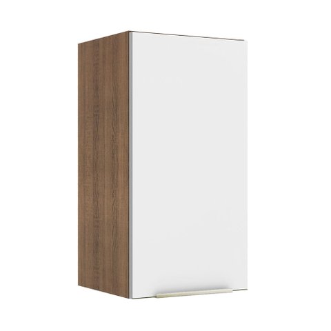 Armário Aéreo Madesa Lux 35 cm 1 Porta Rustic/Branco Veludo Cor:Rustic/Branco Veludo