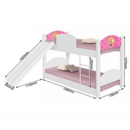 Beliche Infantil Com Colchões e Escorregador Princesa Branca - 4