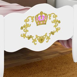 Cama Solteiro Princesa Charlotte Adesivada Branca - 3 Cama Solteiro Princesa Charlotte Adesivada Branca - 3