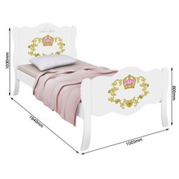 Cama Solteiro Princesa Charlotte Adesivada Branca - 4 Cama Solteiro Princesa Charlotte Adesivada Branca - 4