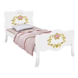 Cama Solteiro Princesa Charlotte Adesivada Branca - 1 Cama Solteiro Princesa Charlotte Adesivada Branca - 1