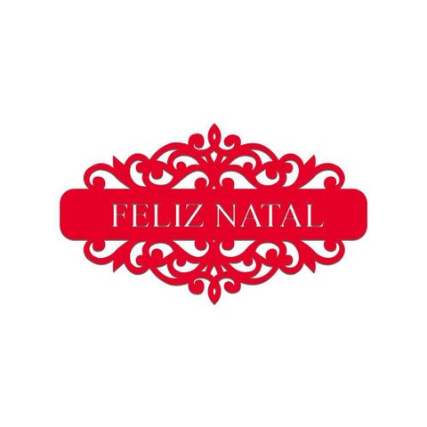 Placa Feliz Natal com Arabesco 30cmx17cm - Cria Arte Laser Vermelho