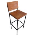 Ver imagem 1 de Cadeira alta quadrada reforçada bancada ferro madeira artesanato mineiro