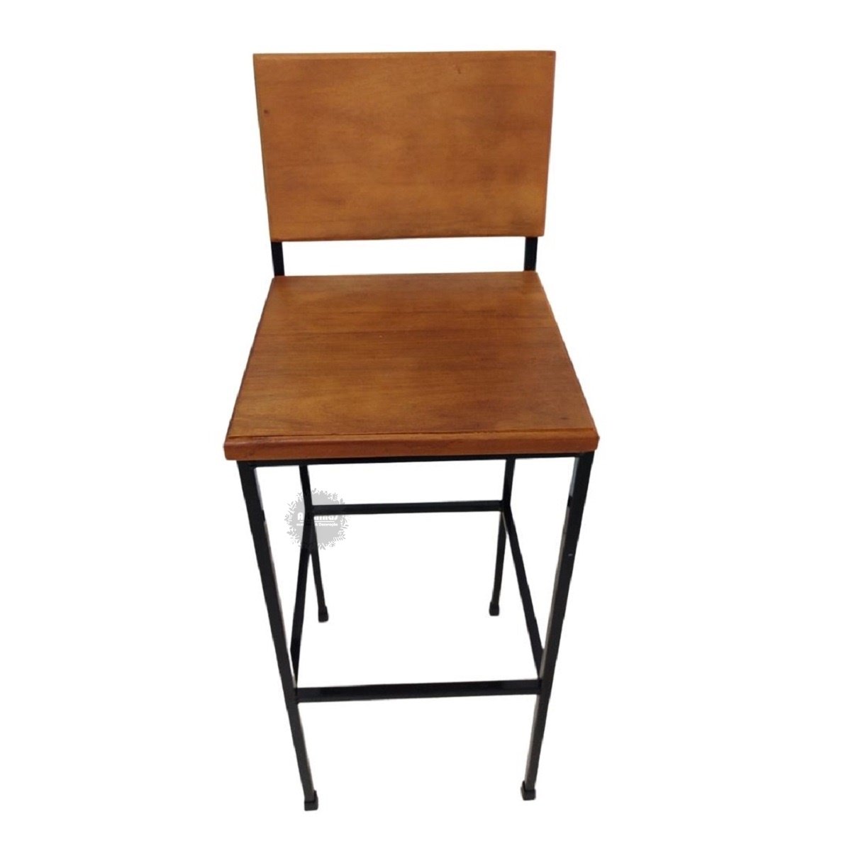 Cadeira alta quadrada reforçada bancada ferro madeira artesanato mineiro - 3