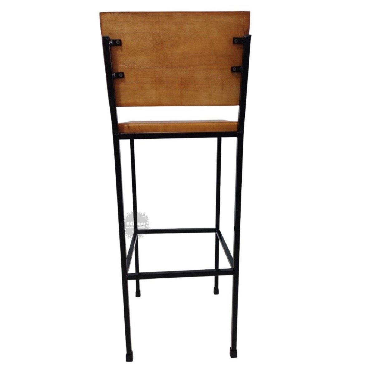 Cadeira alta quadrada reforçada bancada ferro madeira artesanato mineiro - 5