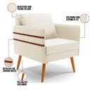 Ver imagem 4 de Kit 02 Poltronas Mari Veludo Bege Pés Palito Castanho