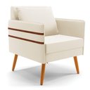 Ver mais imagens de Kit 02 Poltronas Mari Veludo Bege Pés Palito Castanho