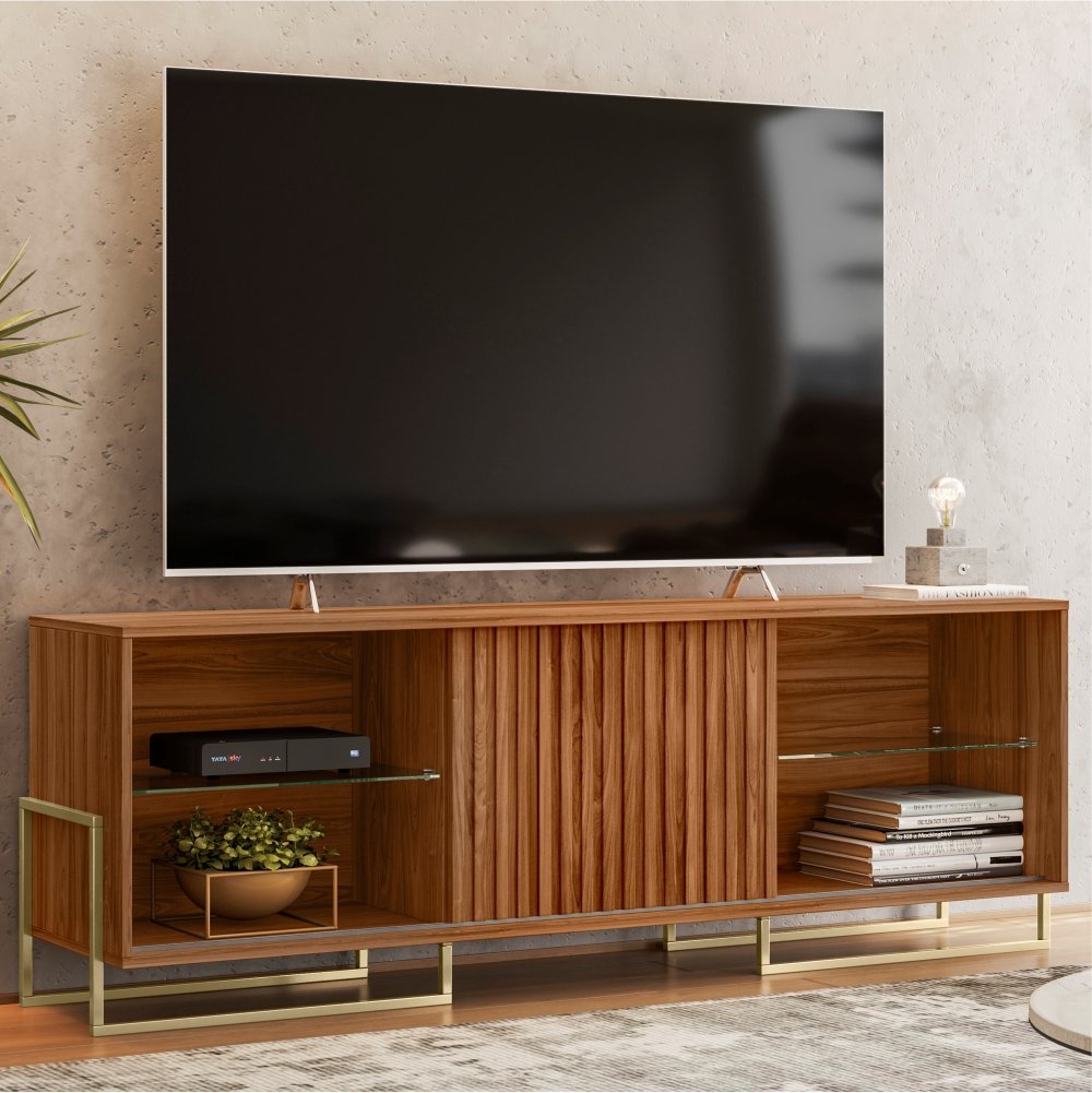 Rack Ripado para TVs até 75 Polegadas Harald Cinamomo Mel | MadeiraMadeira