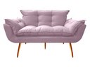 Ver imagem 2 de Kit Namoradeira +1 Puff Puf Decorativo Opala Suede Rosê Pés Madeira Ms Decor