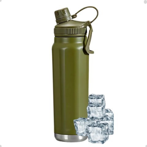 Garrafa Térmica MS706 800ml Inox com Alça Academia:Verde Musgo