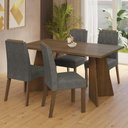 Ver imagem 1 de Conjunto Sala de Jantar Mesa Tampo de Vidro 4 Cadeiras Rustic/silver Porto Madesa