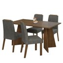 Ver imagem 2 de Conjunto Sala de Jantar Mesa Tampo de Vidro 4 Cadeiras Rustic/silver Porto Madesa