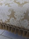 Ver imagem 5 de Capa manta sofá sala xalé dourado bege jacquard 1,80x2,80