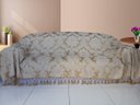 Ver imagem 4 de Capa manta sofá sala xalé dourado bege jacquard 1,80x2,80