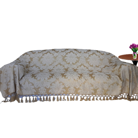 Capa manta sofá sala xalé dourado bege jacquard 1,80x2,80