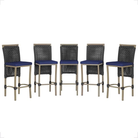 5 Banqueta em Alumínio Roma Fendi Corda Náutica Tecido 10