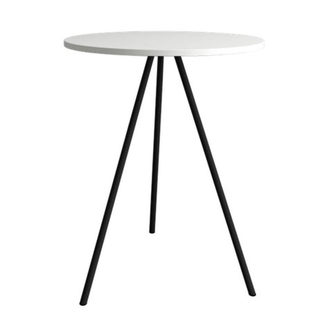 Mesa Lateral Gabriela Preta Tampo de Madeira Branco