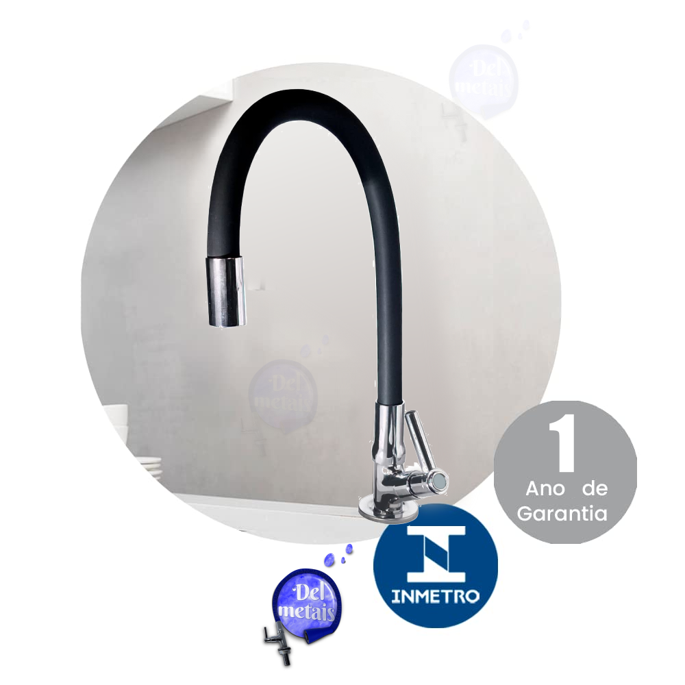 Torneira Gourmet Flexível de Cozinha Bancada Preto Casagrande Mundial - 2