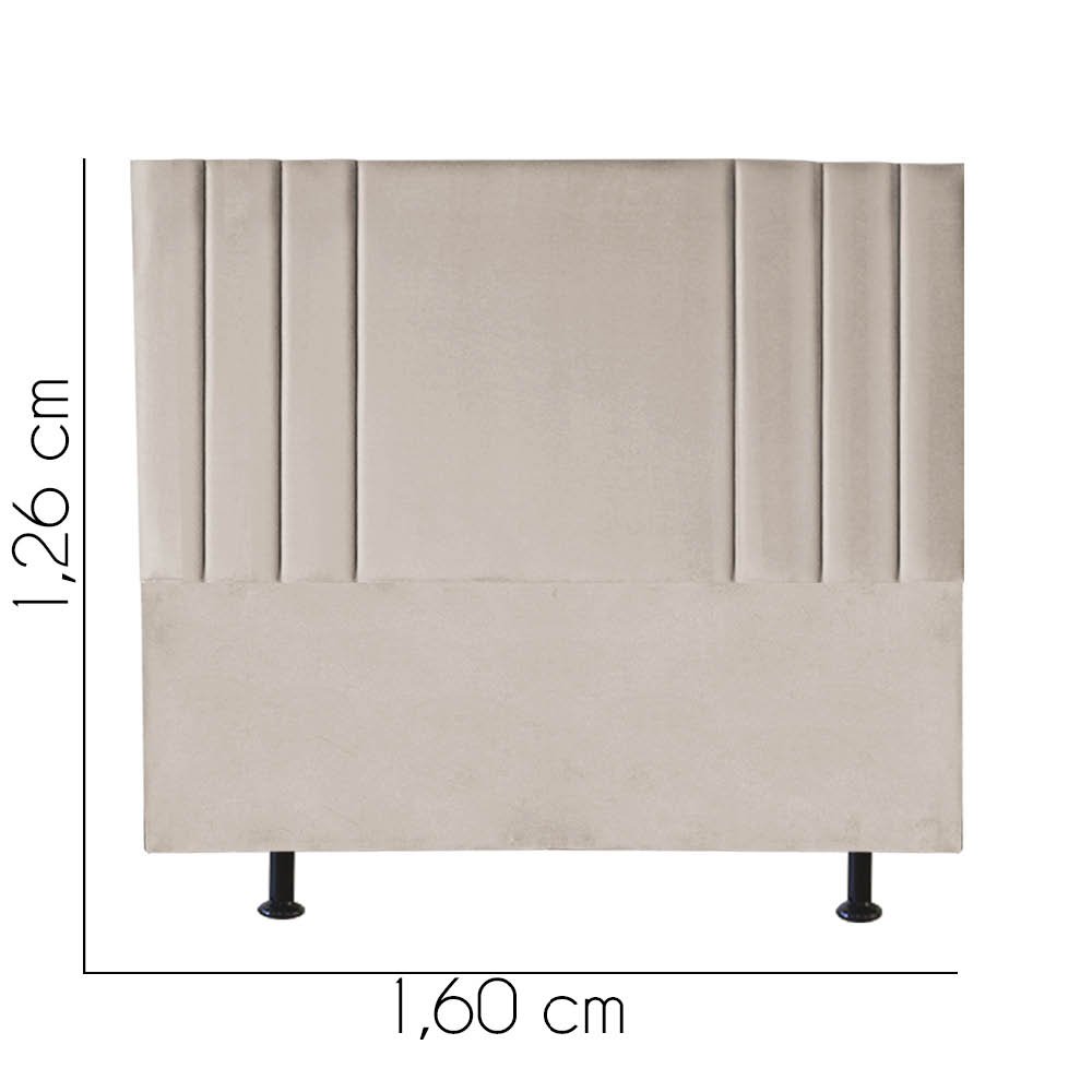 Cabeceira Estofada Grécia 160CM Queen Suede Bege - D A DECOR - 3