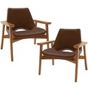 Ver imagem 1 de Kit 02 Poltronas Decorativa para Sala de Estar Living Base Madeira Becker L02 Couríssimo Marrom -