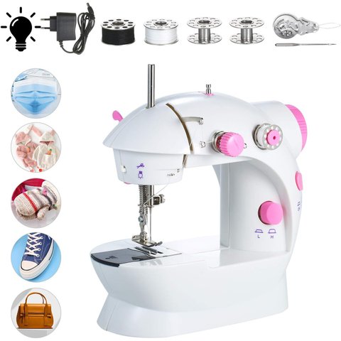 Mini Máquina de Costura Ajustável de 2 Velocidades com Fio Duplo Portátil Máquina de Costura Multifu