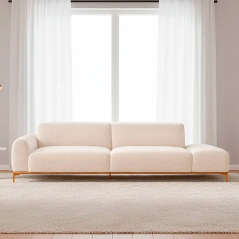 Sofá Unne 5 Lugares 300cm Terminal Esquerdo Boucle Off White - Sallar Home