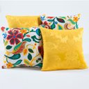 Ver imagem 1 de Kit com 4 Almofadas Cheias Decorativas Amarelo Floral Colorido 04 Peças com Refil