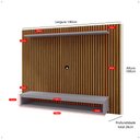 Ver imagem 7 de Painel Suspenso Prateleira Superior Nicho Tv 48 Polegadas Sala Estar Quarto - Ripado Freijó/cinza