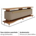 Ver imagem 3 de Rack Bancada TV 75 pol 180 cm Guarapari Fendi Freijo Bechara