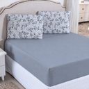 Ver imagem 2 de Jogo de Cama Lençol Casal Malha Soft 100% Algodão Fio Penteado Estampado Toque Macio 3 Peças Floral 
