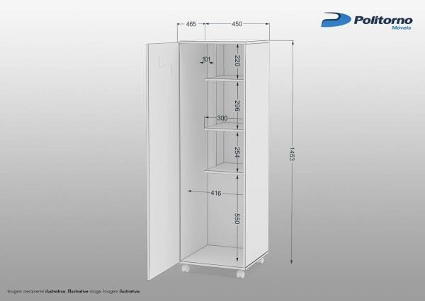 Armário Multiuso Turim com Rodízios - Politorno - Branco - 3
